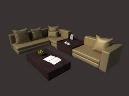 yellow leather sofa set free 3d model