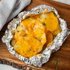 cheesy foil pack potatoes recipe