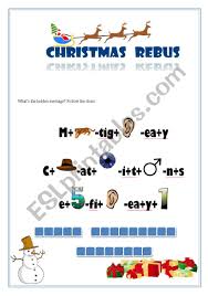 With these 10 sites, you can find free easy crosswords to print, puzzles, and other resources to keep you bus. Christmas Rebus Esl Worksheet By Carolla