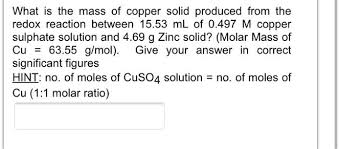 what is the m of copper solid