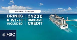 msc cruises limited time drinks
