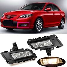 Black Pair Front Fog Light Lamp 9006 12v 51w For Mazda 3 2007 2009 Replacement