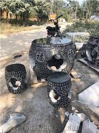 Garden Black Stone Tables And Chairs