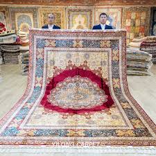 persian rug handmade red medallion silk