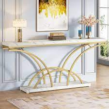 Faux Marble Tabletop Console Table