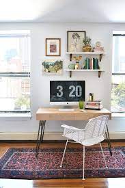 shelves above desk home office design