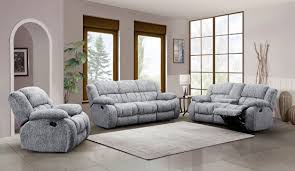 Gray Charcoal Reclining Motion Sofas