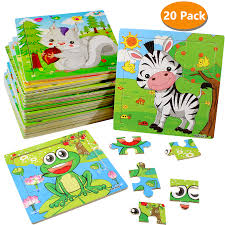 20 pack wooden jigsaw puzzles for kids