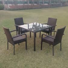 Plastic Brown Garden Table Chair Set