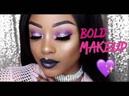 bold makeup tutorial purple glitter