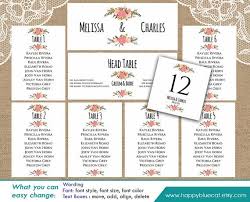 Diy Printable Wedding Seating Chart Template Instant