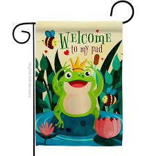 Frog Welcome Garden Flag