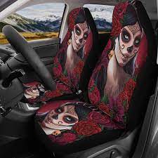 Car Seat Covers Car Mat Flower Skull