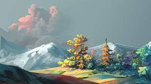 Nature Painting Mountain Landscape