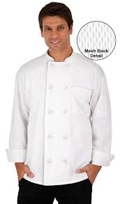 Uncommon Threads Basic Fit Back Chef Coat Knotted Cloth Buttons 65 35 Poly Cotton Twill