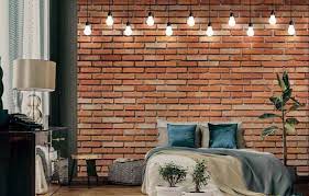 Brick Wall With Light Bulbs Photo