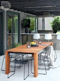 Teak Outdoor Dining Table With Black