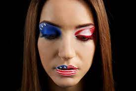 portrait of beautiful with usa makeup