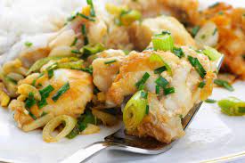 oriental monkfish with spring onion