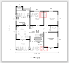 1110 Sq Ft Three Bedroom House Plan