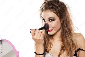 young beautiful woman and bad makeup