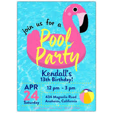 Flamingo Float Pool Party Invitations