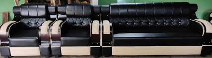 Wooden Black Designer Sofa Set 5 Seater