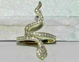 large snake ring in yellow gold plated