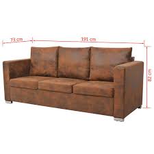 3 Seater Sofa Artificial Suede Leather