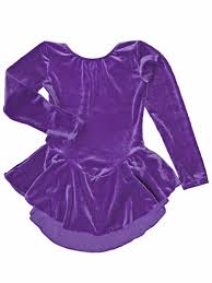 Motionwear Purple Lava Velour Long Sleeve Skirted Leotard