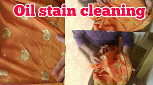 oil stain cleaning on silk saree dry