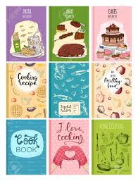 Cooking Recipe Books Cover Kitchen Design Cards Template Hand
