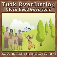Teacher read aloud for students to follow in texts. Tuck Everlasting Model Unit Close Read Questions Free By Amber Thomas