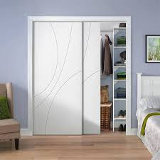 Calhome 48 In X 80 In Hollow Core White Stained Composite Mdf Interior Double Closet Sliding Doors