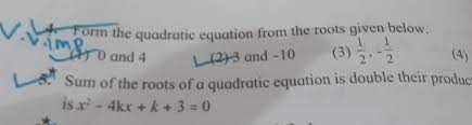 Quadratic Equation From The Roots Given