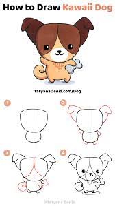 how to draw kawaii dog with a simple