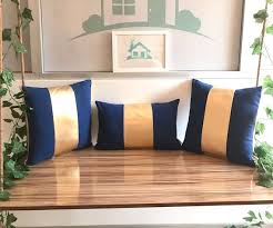 Navy Blue Gold And Silver Pillow