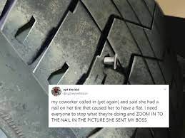 sends fake photo of tyre punctured