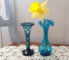 Two Antique Turquoise Glass Vases