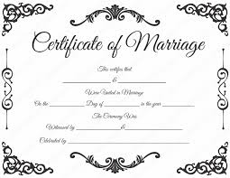 Blank Marriage Certificate Format Printable Marriage Certificates