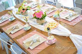 sweet high tea table with fresh flowers