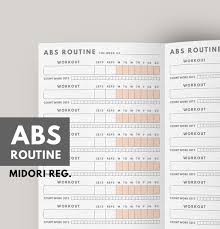 Fitness Planner Abs Workout Routine Fitness Journal Etsy