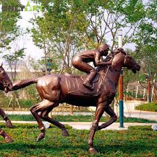 Horse Riding Horse Statue Oab H48