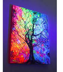 Neon Art Abstract Painting On Canvas