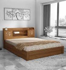 wooden double bed with storage box