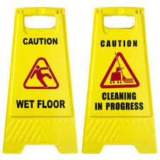 yellow caution wet floor sign board for