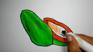 cara menggambar buah pepaya untuk anak