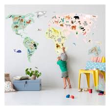 world aniamls map wall stickers mimi