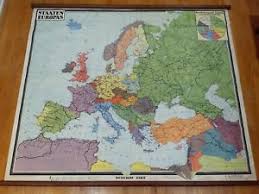 Details About Beautiful Vintage Mid Century Europe Population Wenschow Wall School Map Chart