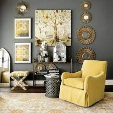 grey and yellow living rooms